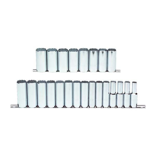 PROTO - 1/2" Drive Metric Deep Socket Set, 23 Pieces, 12 Point