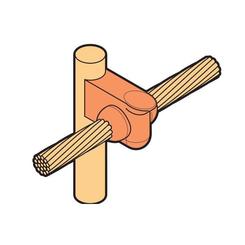BAHRA EARTHING - Mould "Cross" Connection, 16 Sq.mm Cable to Earth Rod Diameter 17.2mm