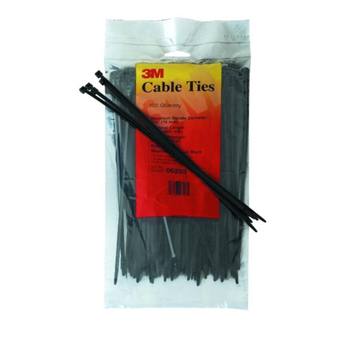 3M - Scotchflex Cable Tie FS 135 Aw-C, Black, 135 x 2.5mm - 100pcs/Pack