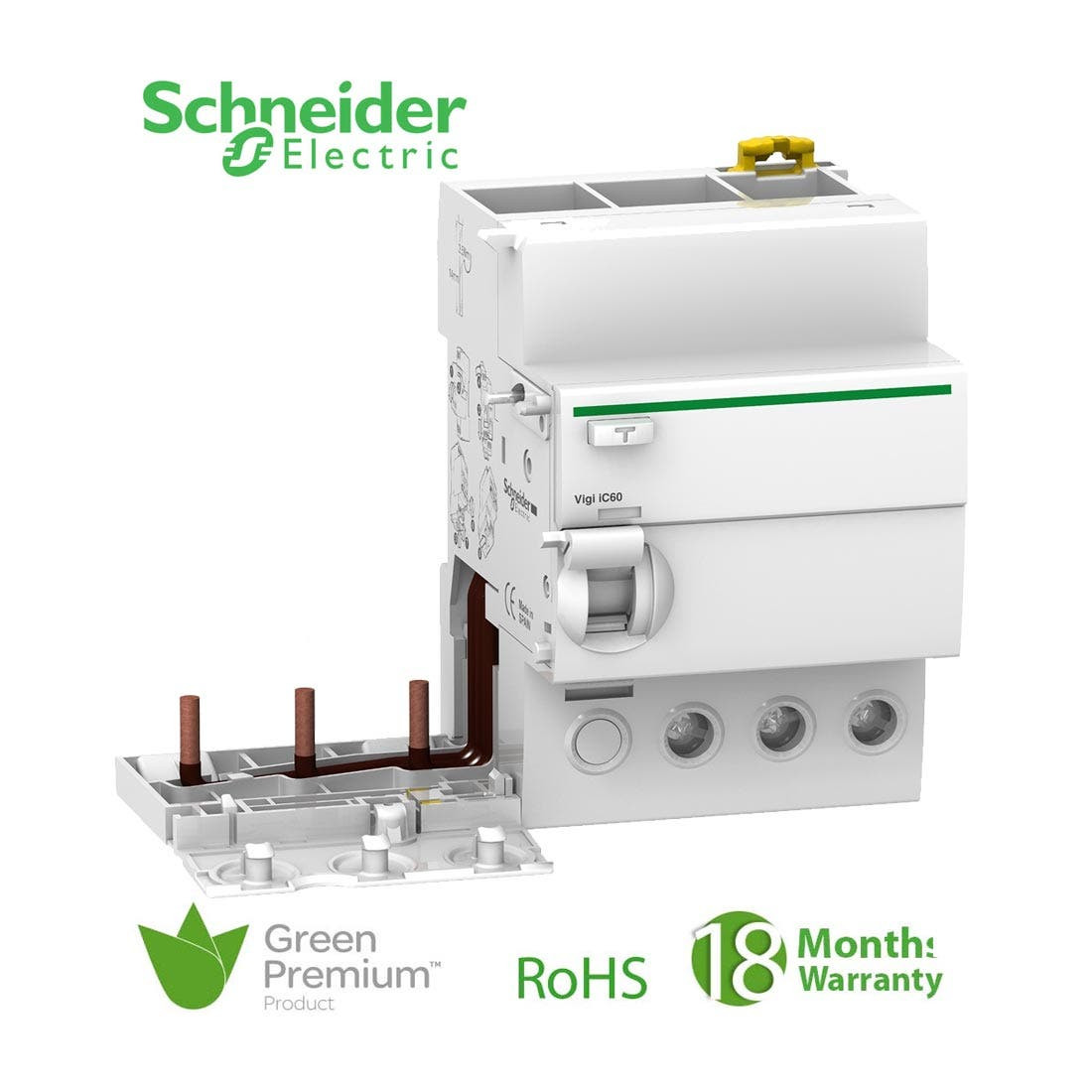 SCHNEIDER - Vigi IC60, Earth-Leakage add-on Block, 3P, 40A, 30mA, AC Type