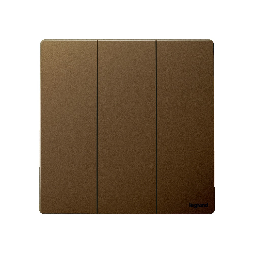 LEGRAND - Single Pole Switch Mallia, 3 Gang, 1 Way, 20 AX, 250 V~, Dark Bronze