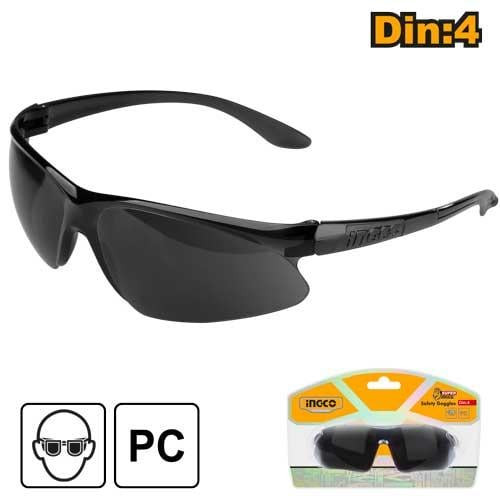 Safety goggles Material PC Dark shade:8 Daytime useنظارة حماية اسود استعمال نهاري