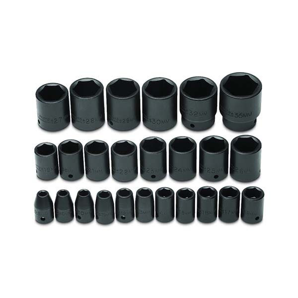 PROTO - 1/2" Drive Metric Impact Socket Set, 25 Pieces, 6 Point