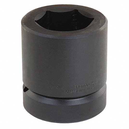 Impact Socket, 2 1/2 inch Drive Size, 2 1/4 inch Socket Size, 6-Point, Standard Depth, Black Oxide