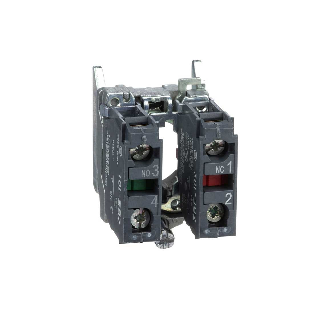 SCHNEIDER - Single Contact Block With Body/Fixing Collar 1No + 1Nc Screw Clamp Terminal