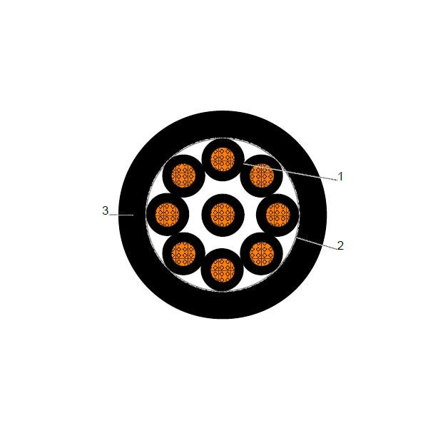 BAHRA CABLES - Power Cable Low Voltage, XLPE Copper, 9x2.5mm, 600/1000V, Black - RM IEC 60502-1 FR-IEC 60332-1