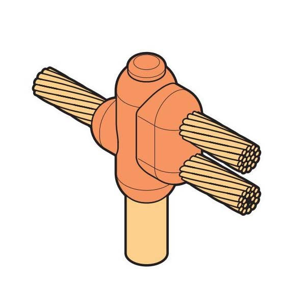 BAHRA EARTHING - Mould "Cross" Connection, 16 Sq.mm Cable to Earth Rod Diameter 14.2mm