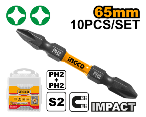 Impact screwdriver bits PH2+PH2 magnet 10 pcs لقم مفك البراغي 10 قطع مغناطيس