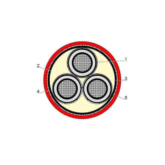 BAHRA CABLES - Power Cable Medium Voltage, XLPE Aluminum STA, 3x300/35 mm, CTS, 15KV - CWS IEC 60502-2 FR-IEC 60332-1