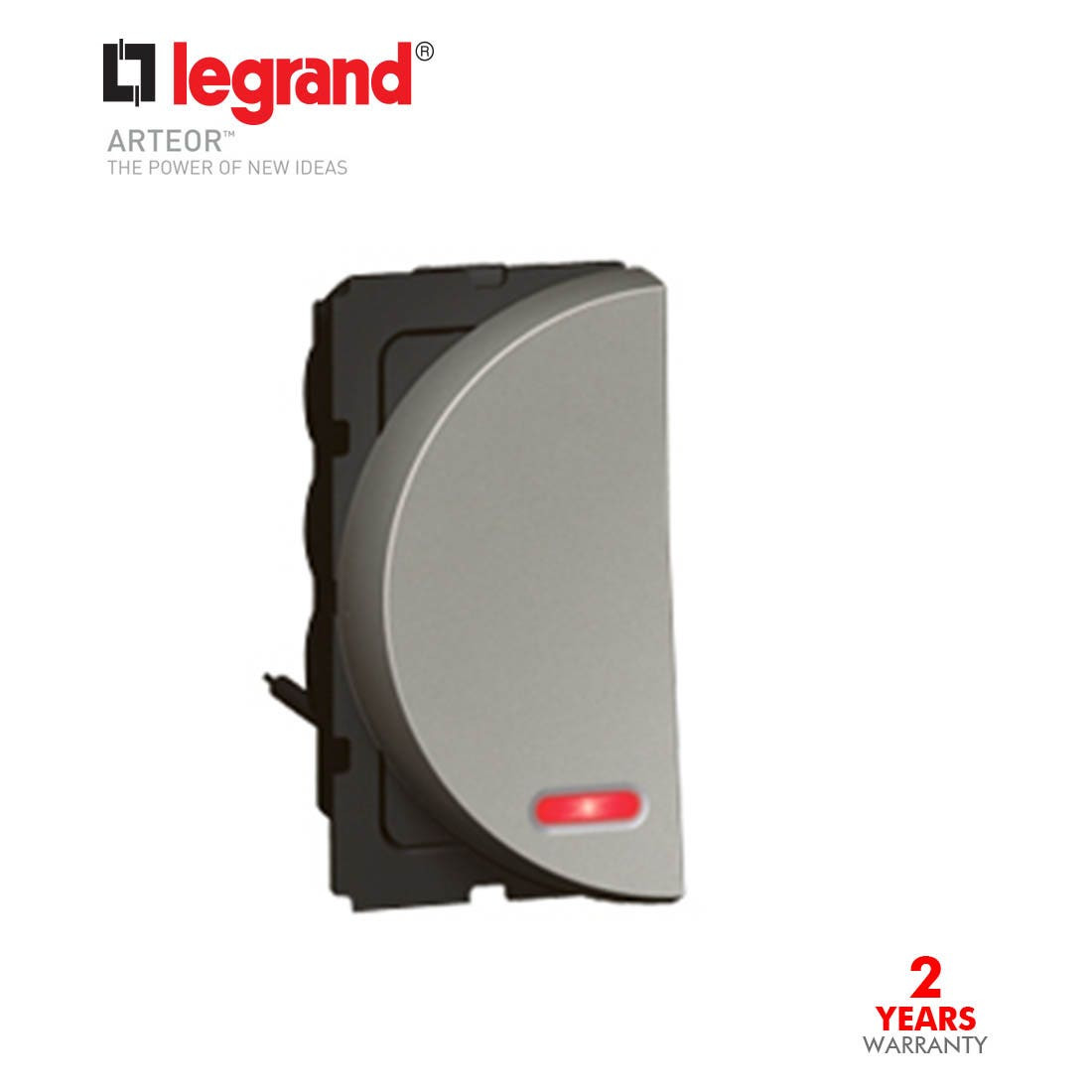 LEGRAND - 2-Way Switch Arteor, with Indicator 20 AX 250 V~, Round, 1 Left Modules, Magnesium