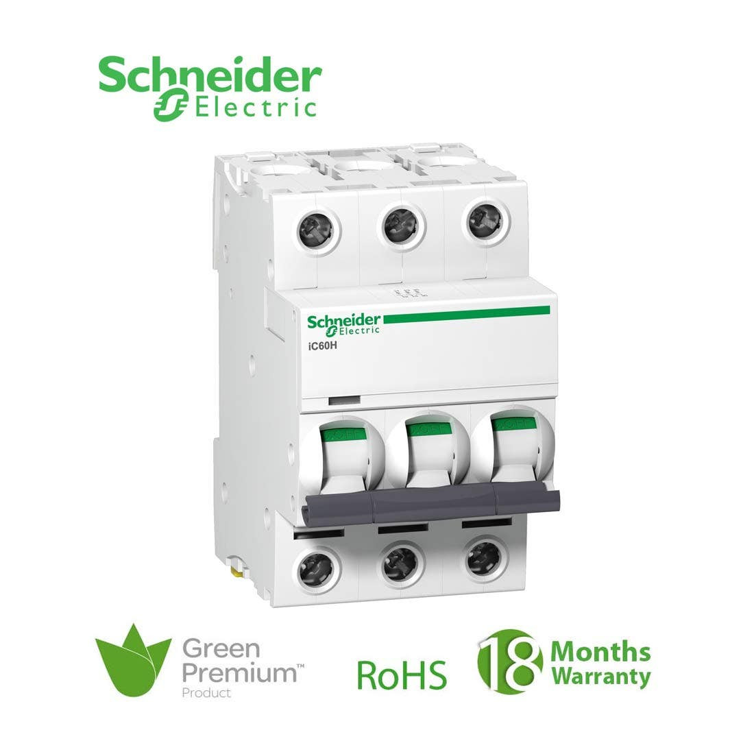 SCHNEIDER - MCB Breaker, Acti9 iC60H, 3P, 40A, C curve 