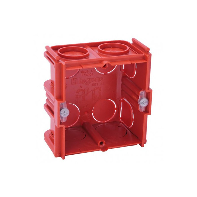 LEGRAND - Flush Mounting Box Batibox, 1 Gang, Depth 30mm, 71x71mm, Square, Red, Masonry