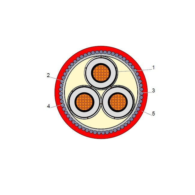 BAHRA CABLES - Power Cable Medium Voltage, XLPE Copper SWA, 3x95/16mm, 15KV - CWS IEC 60502-2 FR-IEC 60332-1
