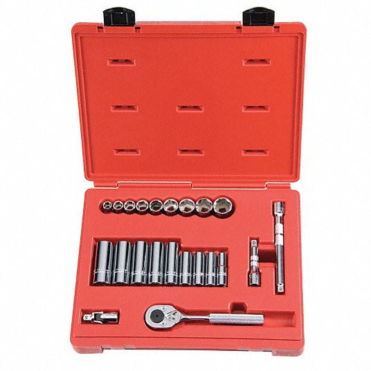 Socket Set, 3/8inch, 6 Point, , Number of Pieces 22