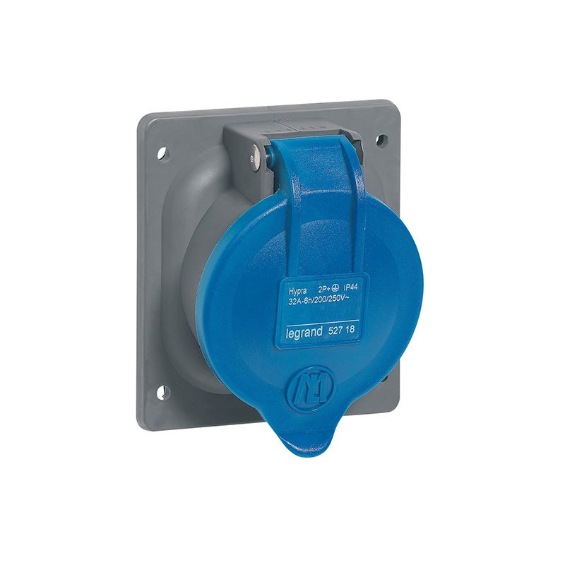 LEGRAND - Socket Fixing Centre Hypra, Panel Mounting, IP44, 32A, 200/250V~, 2P+E, Plastic