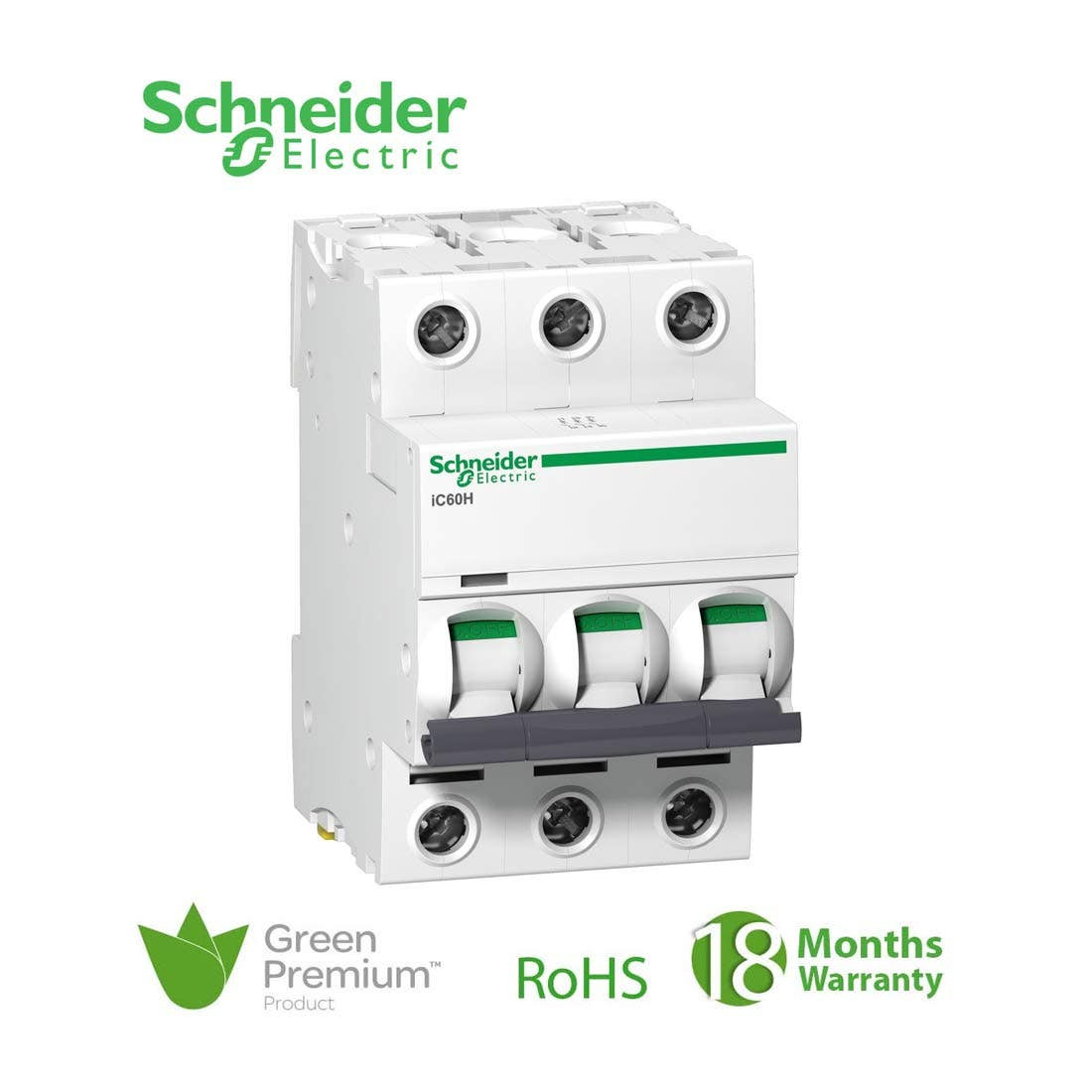 SCHNEIDER - MCB Breaker, Acti9 iC60H, 3P, 50A, D curve 