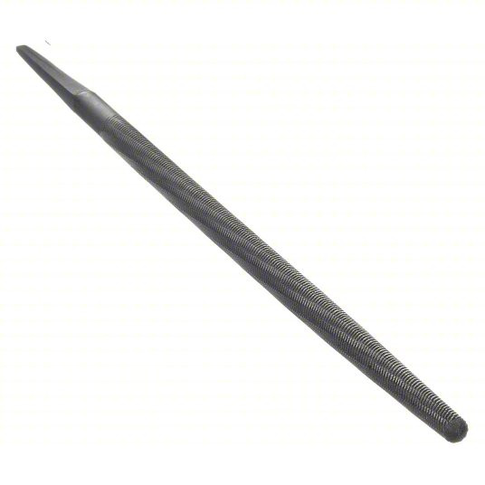 Machinists File, Round, Double-Cut, Safe Edge Cut, Bastard Cut, 6-inch Length without Tang, Natural