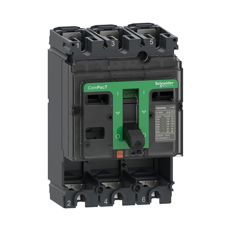 شنايدر - قاطع 250 أمبير - 3 خط - NSX250F, 250A, 3P, 36kA at 415VAC 50/60 Hz, w/o Trip Unit