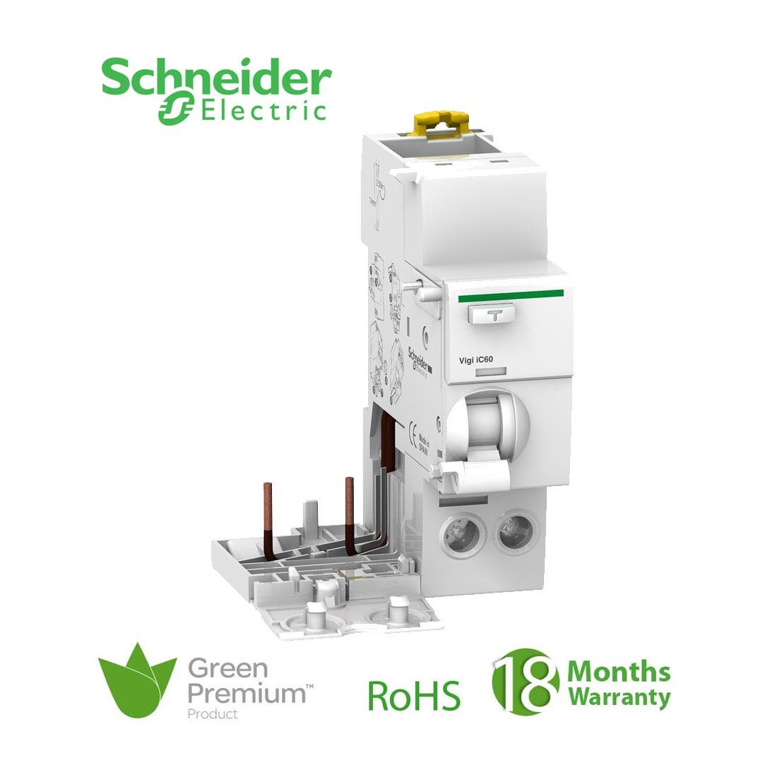 SCHNEIDER - Vigi IC60, Earth-Leakage add-on Block, 2P, 25A, 30mA, AC Type
