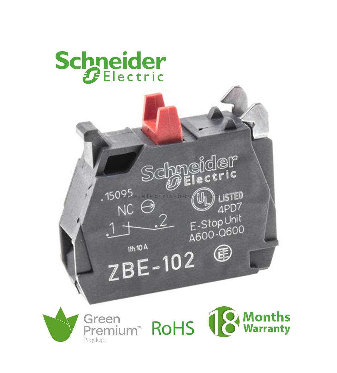 SCHNEIDER - Single Contact Block For Head ˜22 1Nc Silver Alloy Screw Clamp Terminal