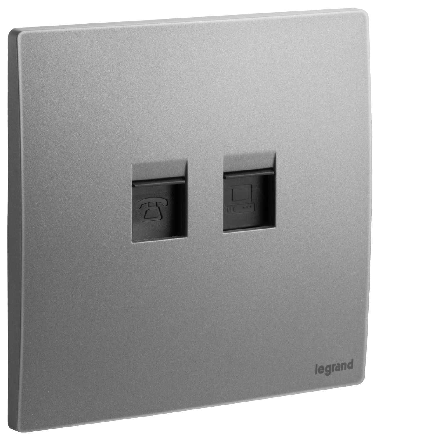 LEGRAND - Telephone/Data socket Mallia, RJ 11 + RJ 45 Socket, Category 6, UTP, Dark Silver