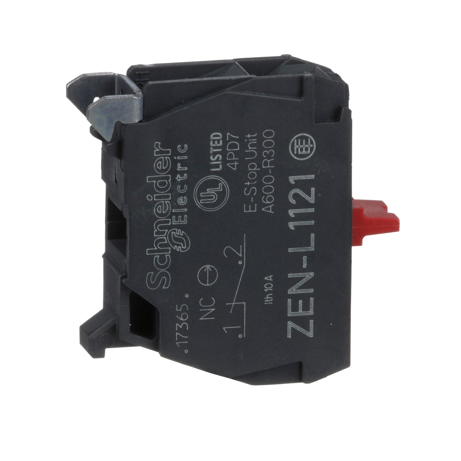 Schneider - Single Contact Block, Harmony XALD, XALK, Silver Alloy, Rear Mounting, Screw Clamp Terminal, 1N