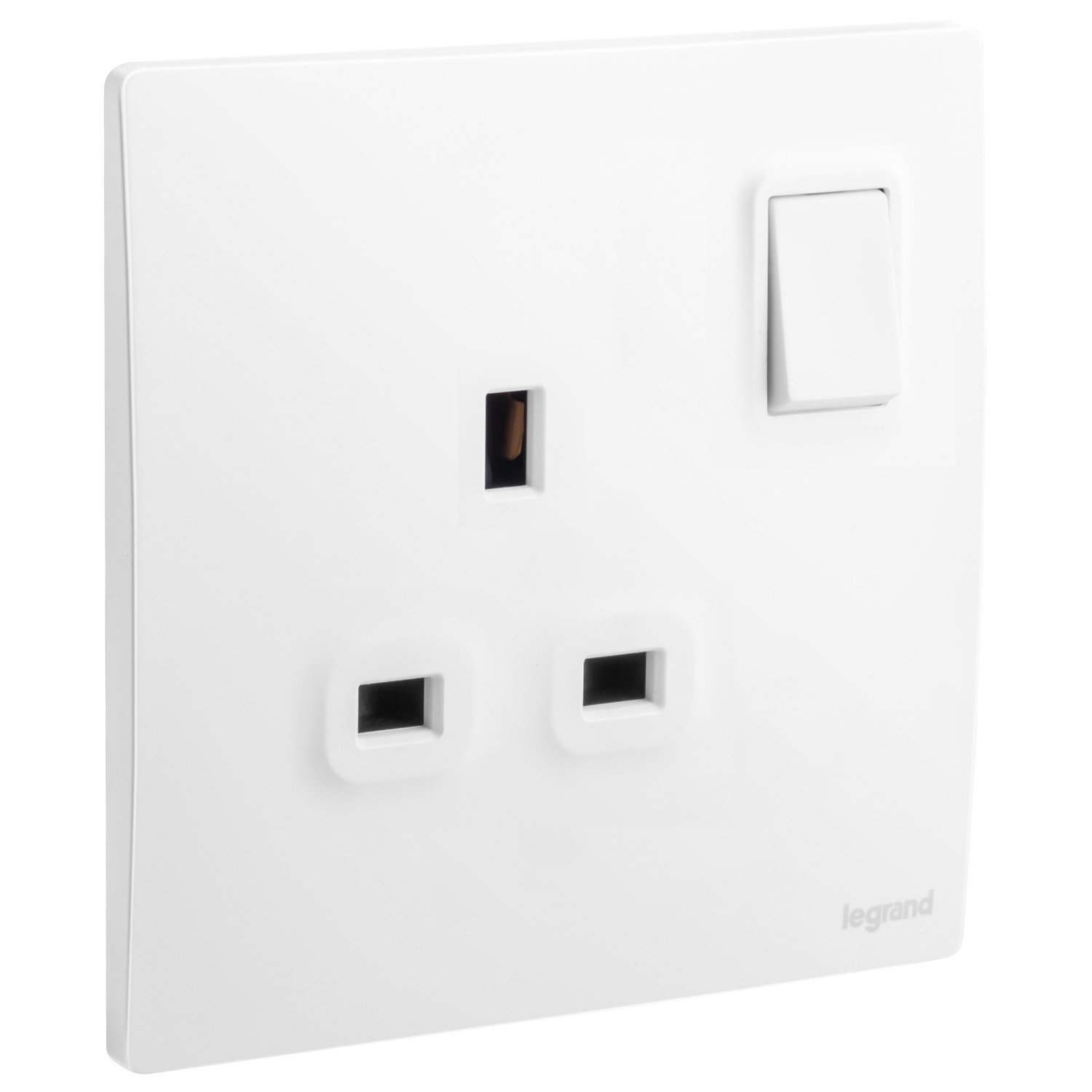 LEGRAND - British Standard Double Pole Socket Outlet Mallia, 1 Gang, Switched, 13 A, 250 V~, Matt White