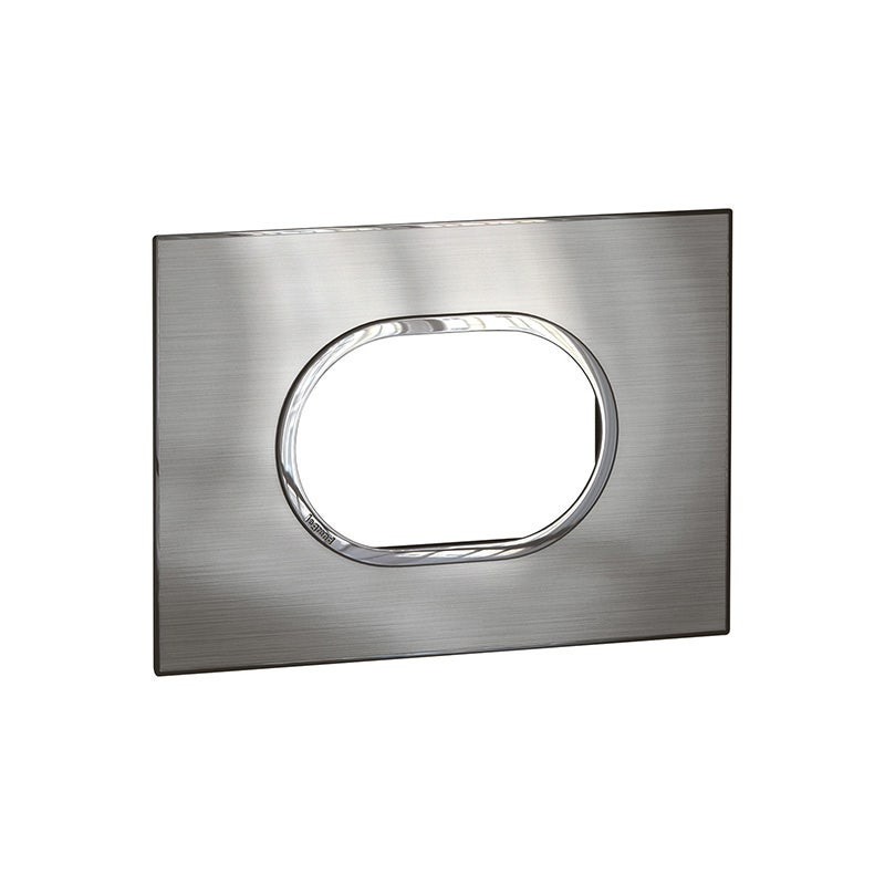 LEGRAND - Plate Arteor, Italian/US, 3 Modules, Round, 2"x4", Stainless Steel