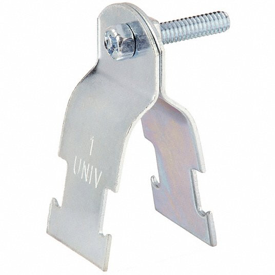 Conduit Strap Clamp: Steel, Electroplated, 1 in Conduit Trade Size, Channel Universal Pipe Strap