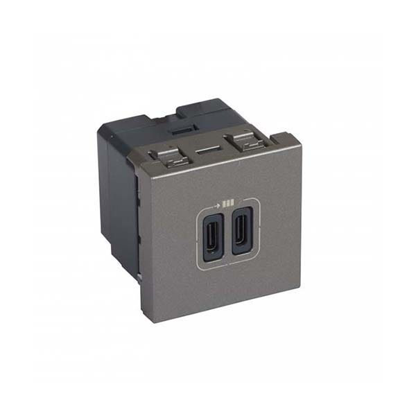 LEGRAND - Charging Socket Arteor, 2 USB Type-C, 3A/15W, 5V, 2 Modules, Magnesium