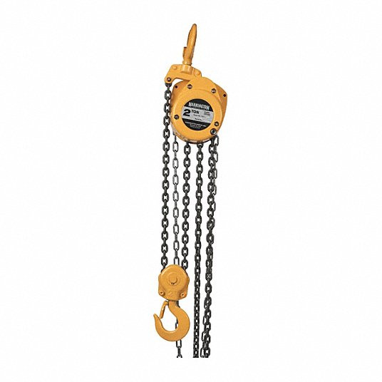 Manual Chain Hoist, 4,000 lb Load Capacity, 10 ft Hoist Lift, 1 3/8 in Hook Opening