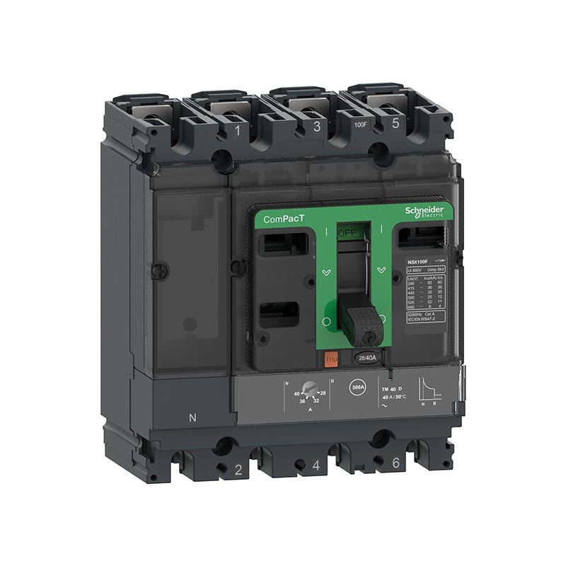 شنايدر - قاطع 100 أمبير - 4 خط - NSX100F, 36kA at 415VAC, TMD Trip Unit