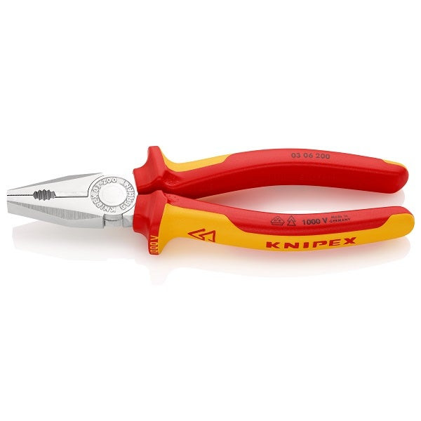 KNIPEX - Combination Pliers, Chrome Plated, Insulated with, VDE, 200 mm
