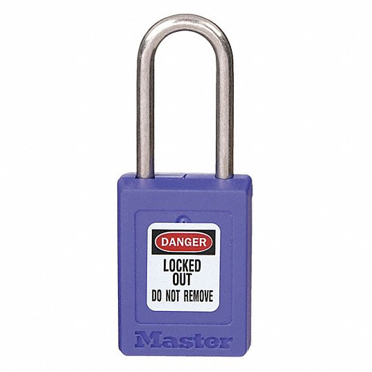 TER LOCK, Lockout Padlock, Shackle Dia.3/16 in
