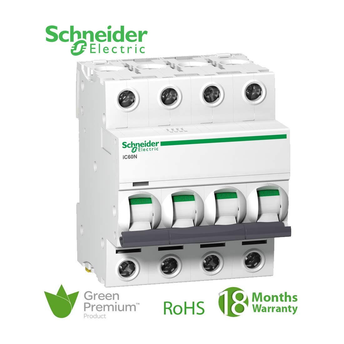 SCHNEIDER - MCB Breaker, Acti9 iC60N, 4P, 20A, C curve 