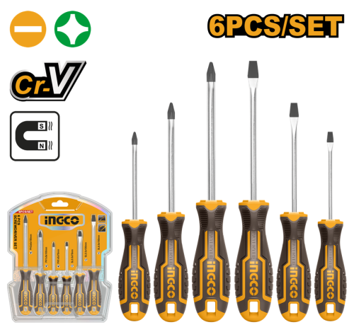 6pcs screwdriver new design handle Magnetized طقم مفكات 6 قطع راس مغناطيس