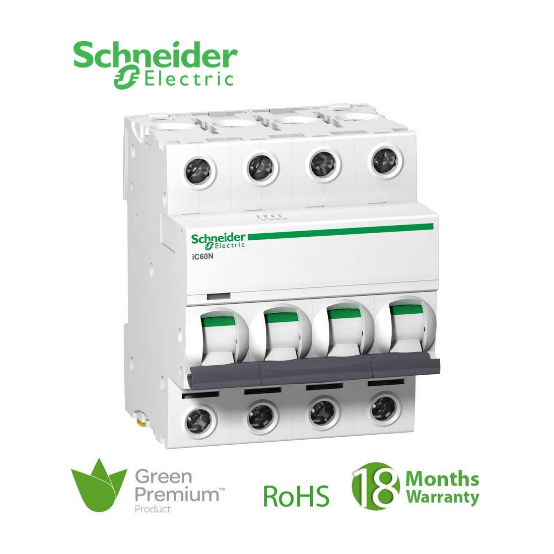 SCHNEIDER - MCB Breaker, Acti9 iC60N, 4P, 32A, D curve 