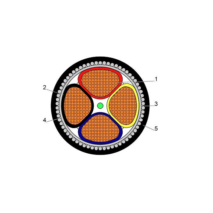 BAHRA CABLES - Power Cable Low Voltage, XLPE Copper SWA, 4x400mm, 600/1000V, Black - RM IEC 60502-1 FR-IEC 60332-1