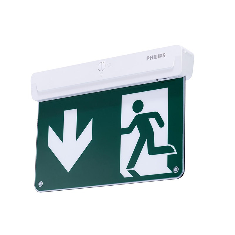 PHILIPS - Emergency Light LED Exit Sign, Down Legend, 19lm, 2.2W, CW, 7000K, 30000Hrs