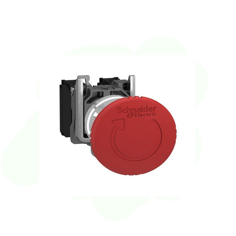 SCHNEIDER - Emergency Stop, Harmony XB4, Switching Off, Metal Red Mushroom, Trigger Latching Turn to Release, 2NC