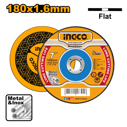 Cutting disc for metal 180(7")x22.2x1.6mm ديسك قص حديد 7 " 180 ملم