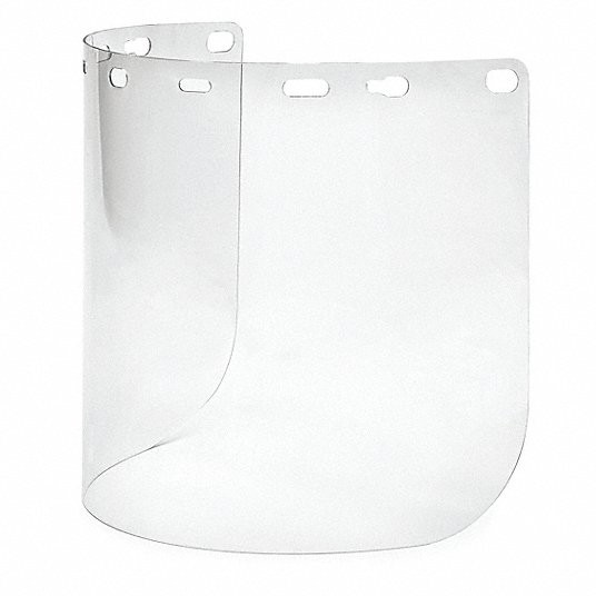 Face shield Visor, Clear, Uncoated, Polycarbonate, 8 in Visor Ht, 15 1/2 in Visor Wd