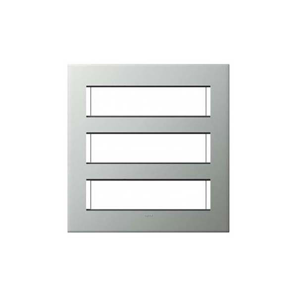 LEGRAND - Plate Arteor with Frame, Square, 3x8 Modules, Pearl Aluminium