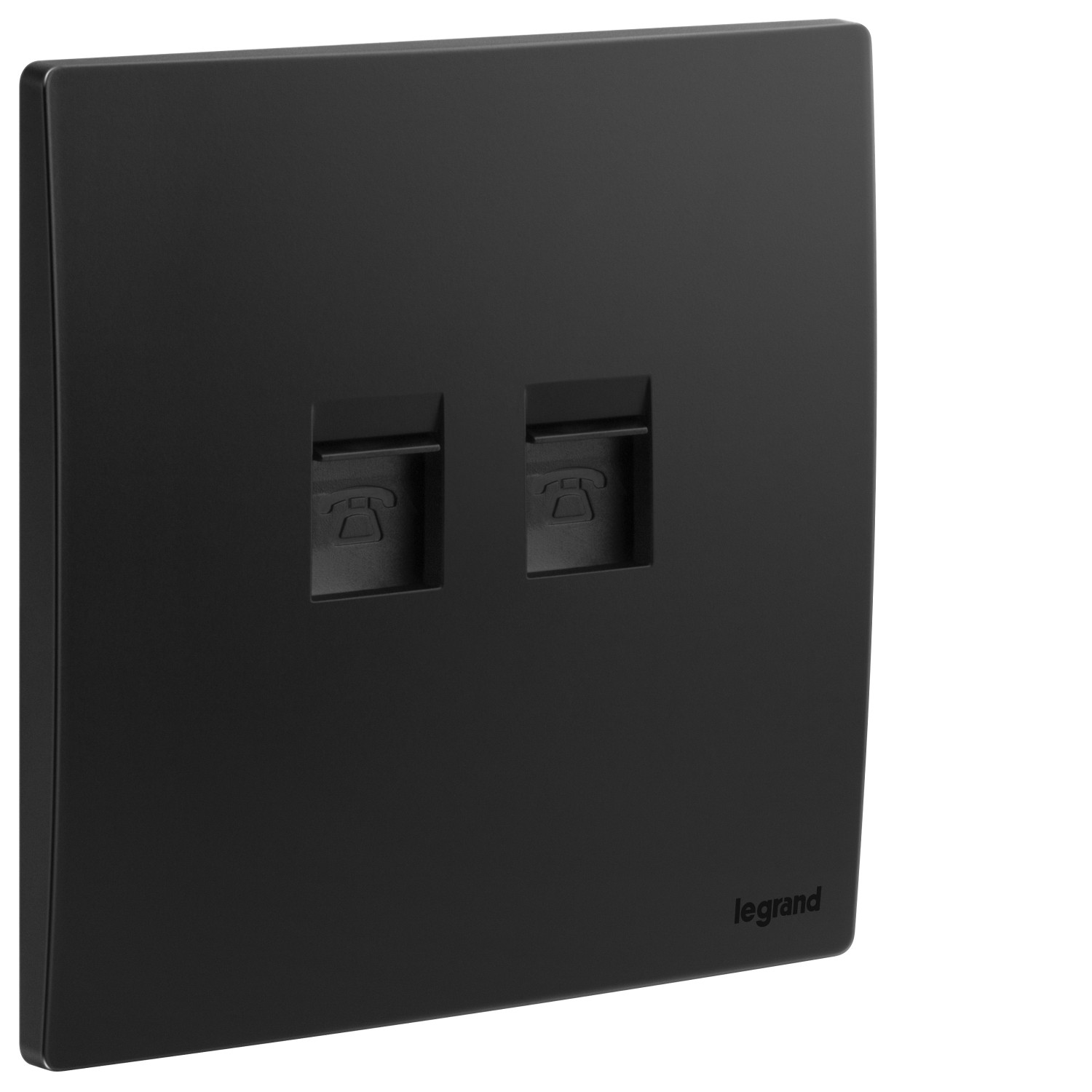 LEGRAND - Telephone Socket Mallia, Double RJ 11, 4 Contacts, Matt Black