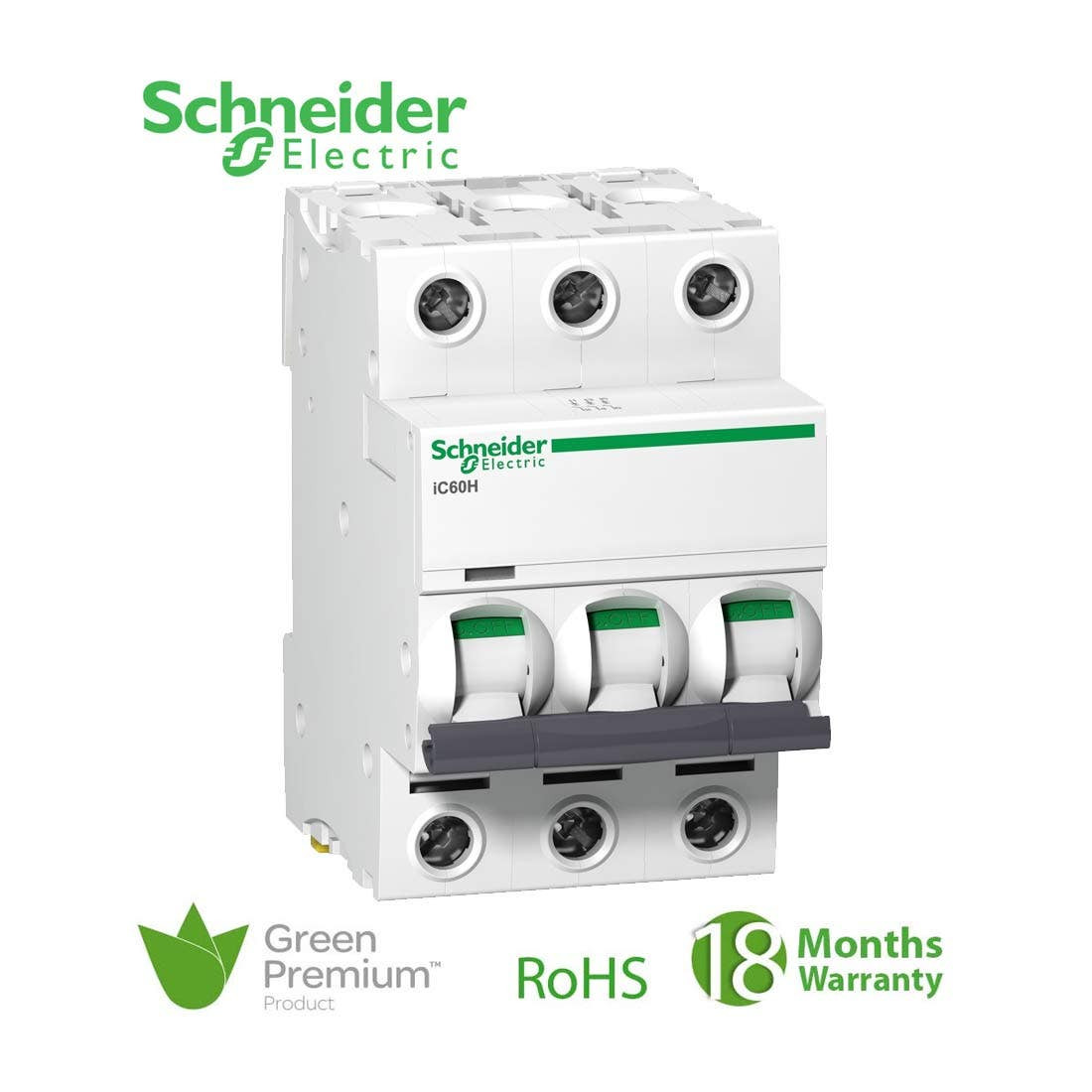 SCHNEIDER - MCB Breaker, Acti9 iC60H, 3P, 25A, C curve 