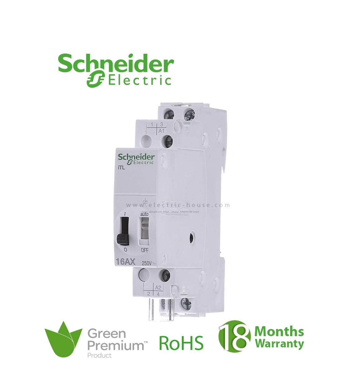 SCHNEIDER - Impulse Relay ITL, 2P, 2 No, 16A, Coil 110 V DC, 230-240 V AC 50/60Hz