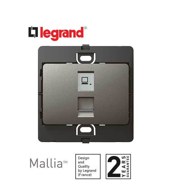 DISCONTINUED LEGRAND - Data Socket Mallia, RJ 45, Cat. 6, UTP, Dark Silver