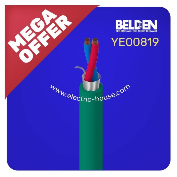 BELDEN - 1X0.8 EIB Cable Overall Foil/PVC, ROHS Compliant, Green, 1000 Meters/Roll