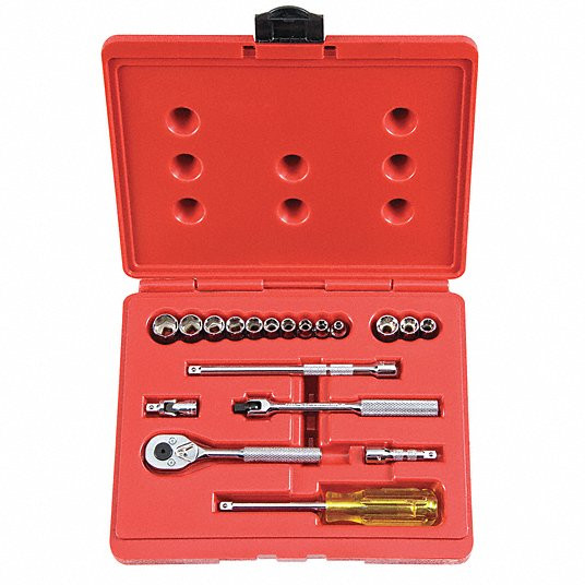 Socket Wrench Set, Socket Size Range 3/16 in to 9/16 inch, Drive Size 1/4 inch, Drive Type Hand