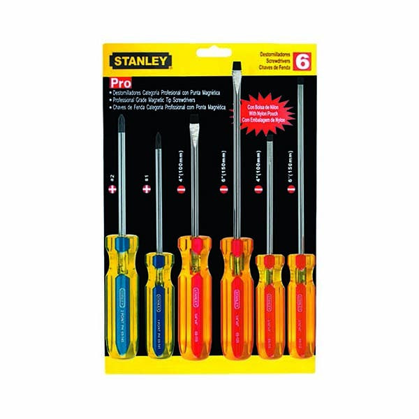 STANLEY - Pro Screwdriver Set, 6 Pieces with PVC Bag